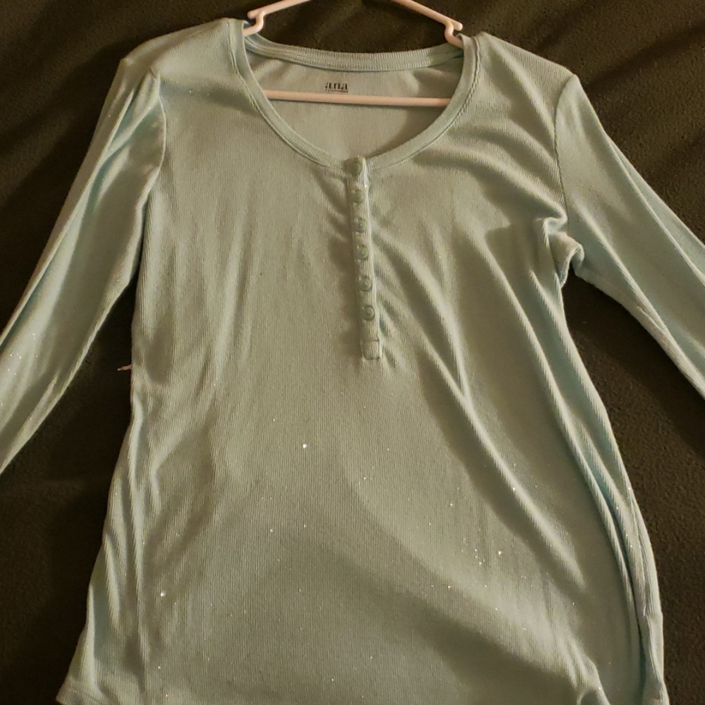 a.n.a Sparkly Turquoise Top